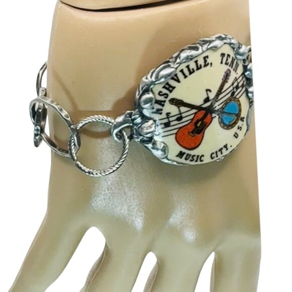 Music City Usa Nashville Tennessee Artisan Bracelet in Silver-Blend Metalwork - Picture 11 of 13
